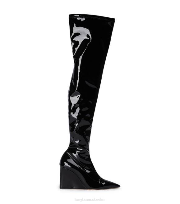 Stiefel mit Absatz| de Tony Bianco Frauen Doja lange Stiefel schwarzes Stretch-Lack 4624571